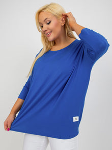 Ciemnoniebieska bluzka plus size basic z wiskozy