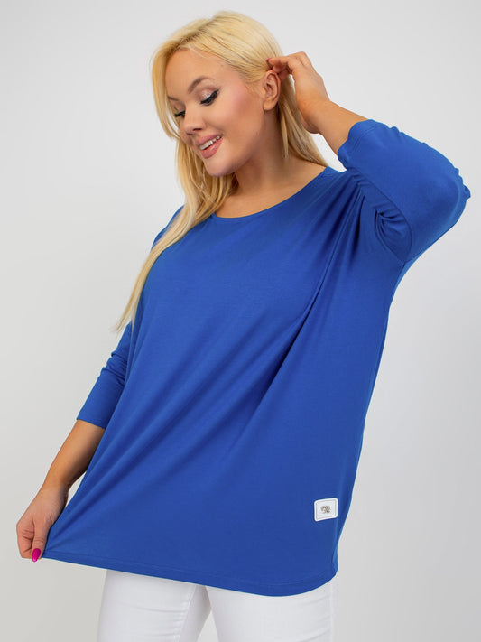 Ciemnoniebieska bluzka plus size basic z wiskozy
