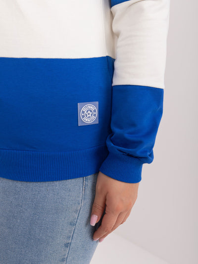 Ciemnoniebieska bluzka plus size w paski