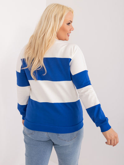 Ciemnoniebieska bluzka plus size w paski
