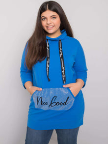 Ciemnoniebieska bluzka plus size z aplikacją