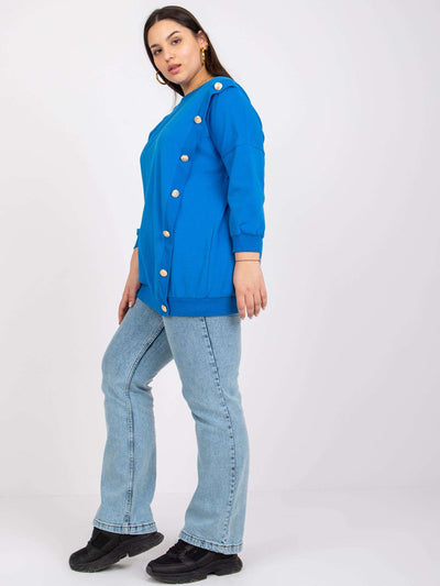 Ciemnoniebieska bluzka plus size z bawełny