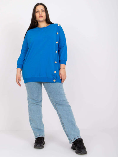 Ciemnoniebieska bluzka plus size z bawełny
