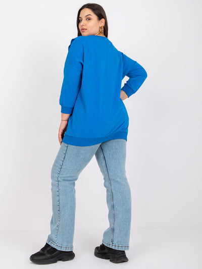 Ciemnoniebieska bluzka plus size z bawełny