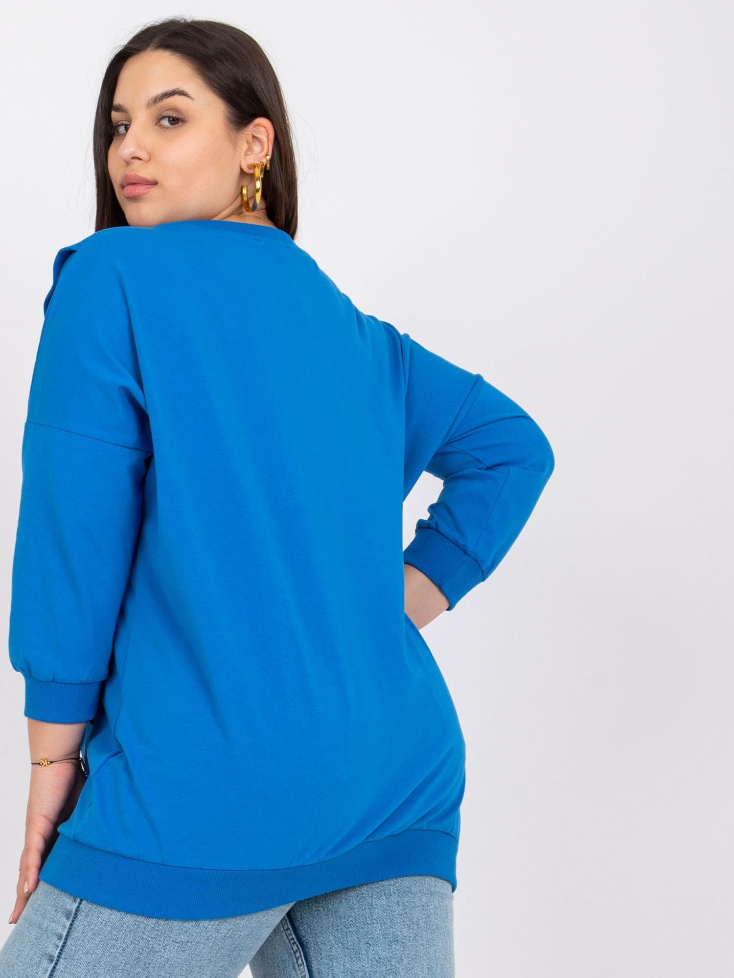 Ciemnoniebieska bluzka plus size z bawełny