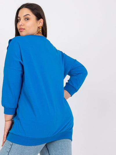 Ciemnoniebieska bluzka plus size z bawełny