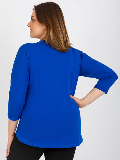 Ciemnoniebieska bluzka plus size z dłuższym tyłem
