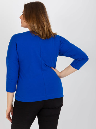 Ciemnoniebieska damska bluzka plus size z nadrukiem