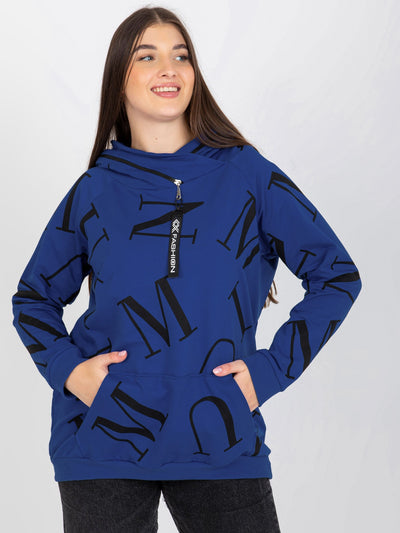 Ciemnoniebieska damska bluza plus size z literami