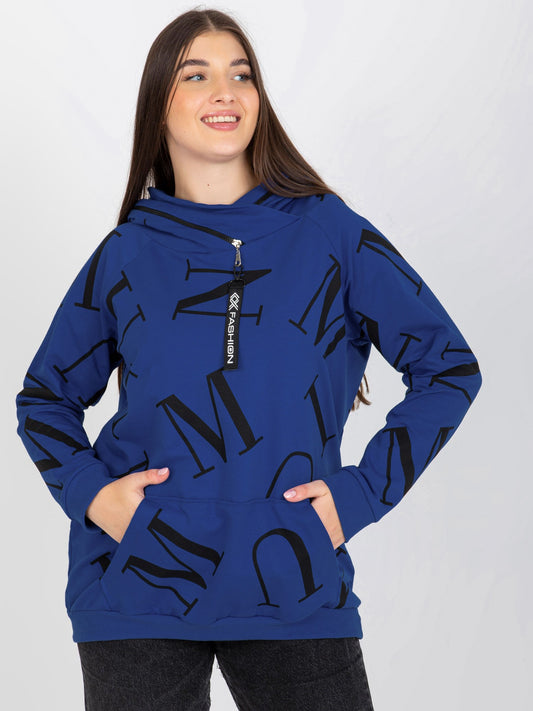 Ciemnoniebieska damska bluza plus size z literami