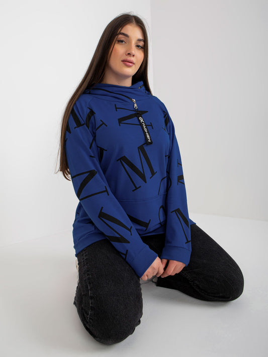 Ciemnoniebieska damska bluza plus size z literami