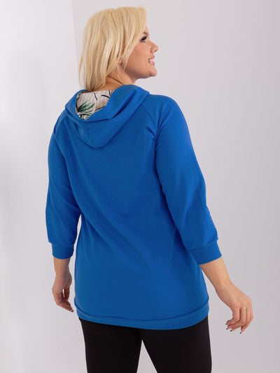 Ciemnoniebieska bluza plus size z kieszeniami