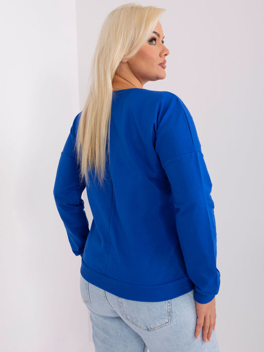 Ciemnoniebieska bluzka plus size z nadrukiem