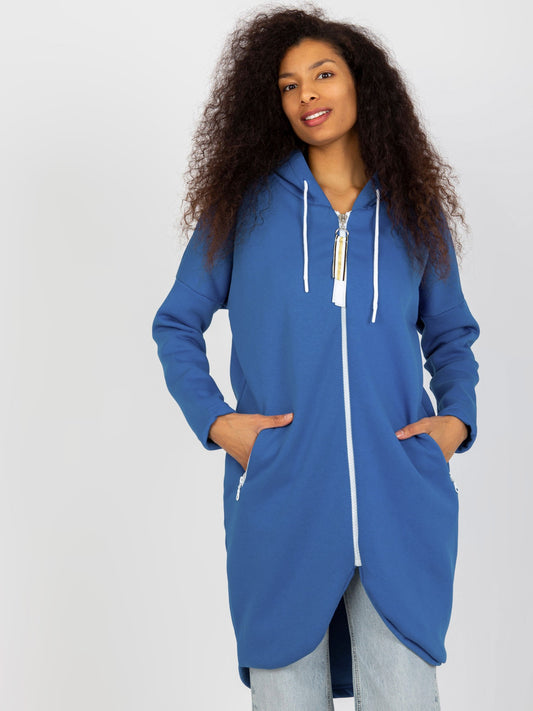 Ciemnoniebieska długa bluza basic z kieszeniami Stunning
