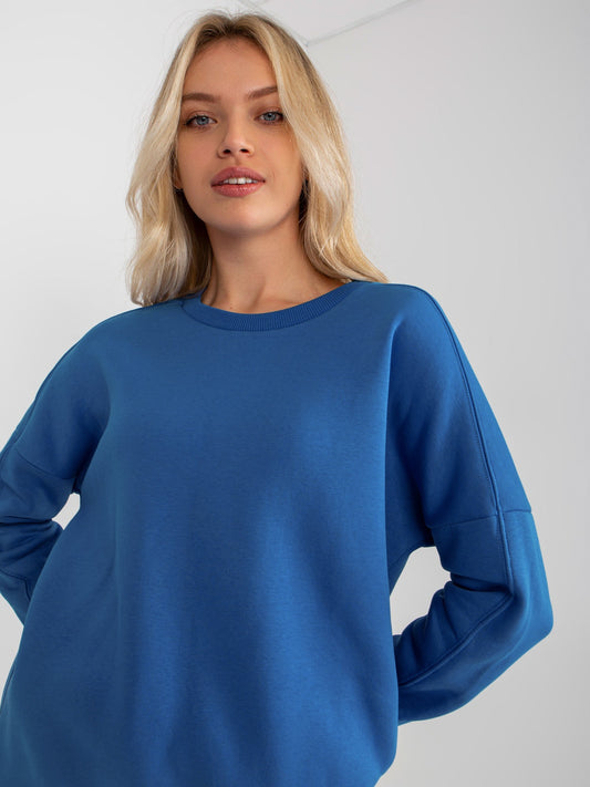 Ciemnoniebieska dresowa bluza basic z długim rękawem
