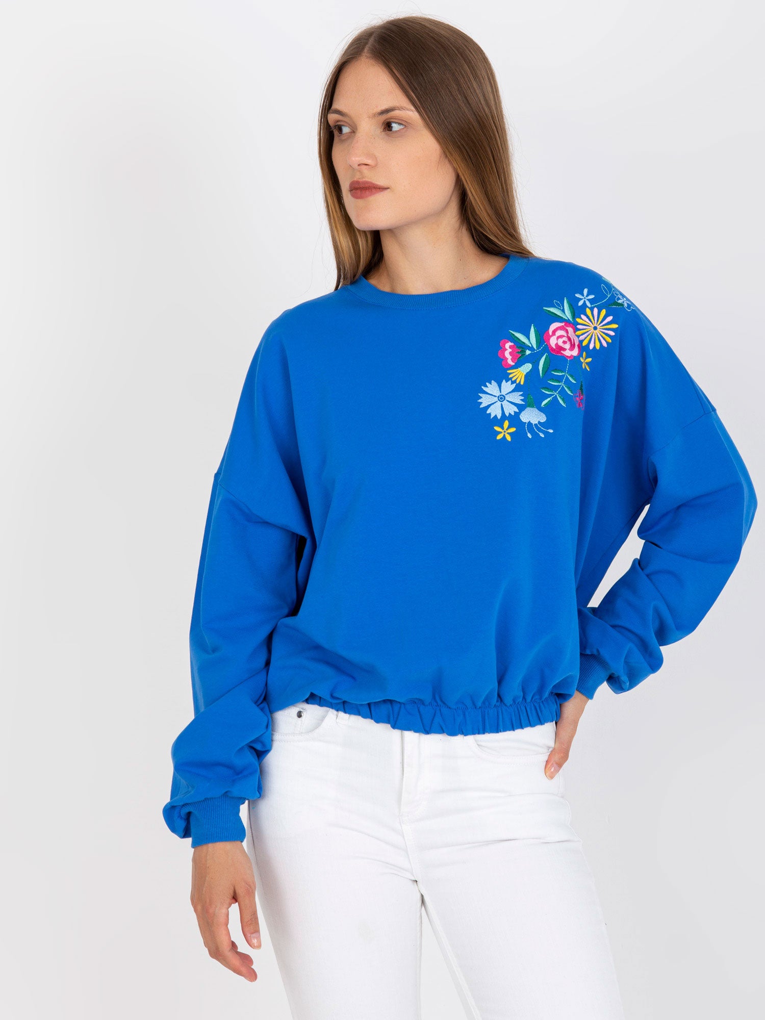 Ciemnoniebieska bluza bez kaptura bawełniana RUE PARIS