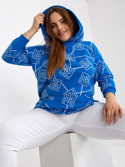 Ciemnoniebieska dresowa bluza plus size z kapturem