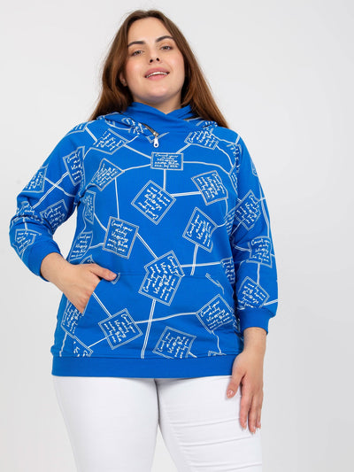 Ciemnoniebieska dresowa bluza plus size z kapturem