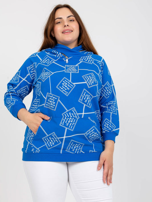 Ciemnoniebieska dresowa bluza plus size z kapturem