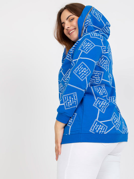 Ciemnoniebieska dresowa bluza plus size z kapturem
