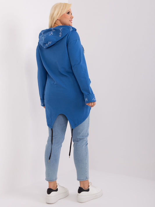 Ciemnoniebieska rozpinana bluza plus size z kapturem