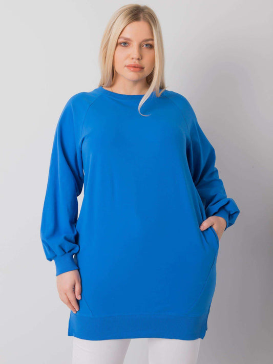Ciemnoniebieska bawełniana bluza damska plus size