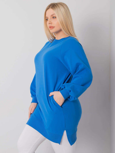 Ciemnoniebieska bawełniana bluza damska plus size