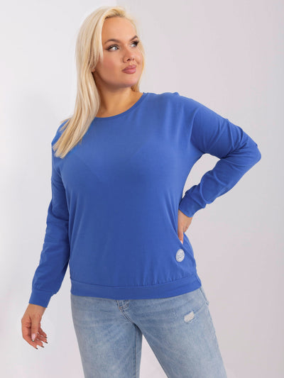 Ciemnoniebieska bluzka plus size z długim rękawem