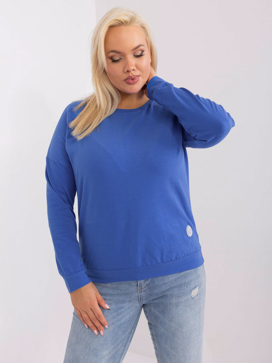 Ciemnoniebieska bluzka plus size z długim rękawem