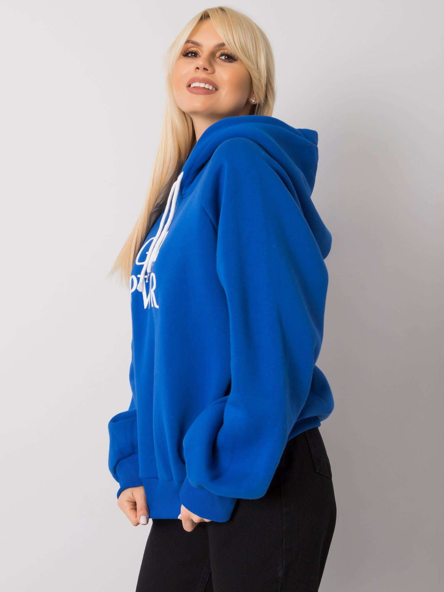 Ciemnoniebieska ocieplana bluza dresowa oversize