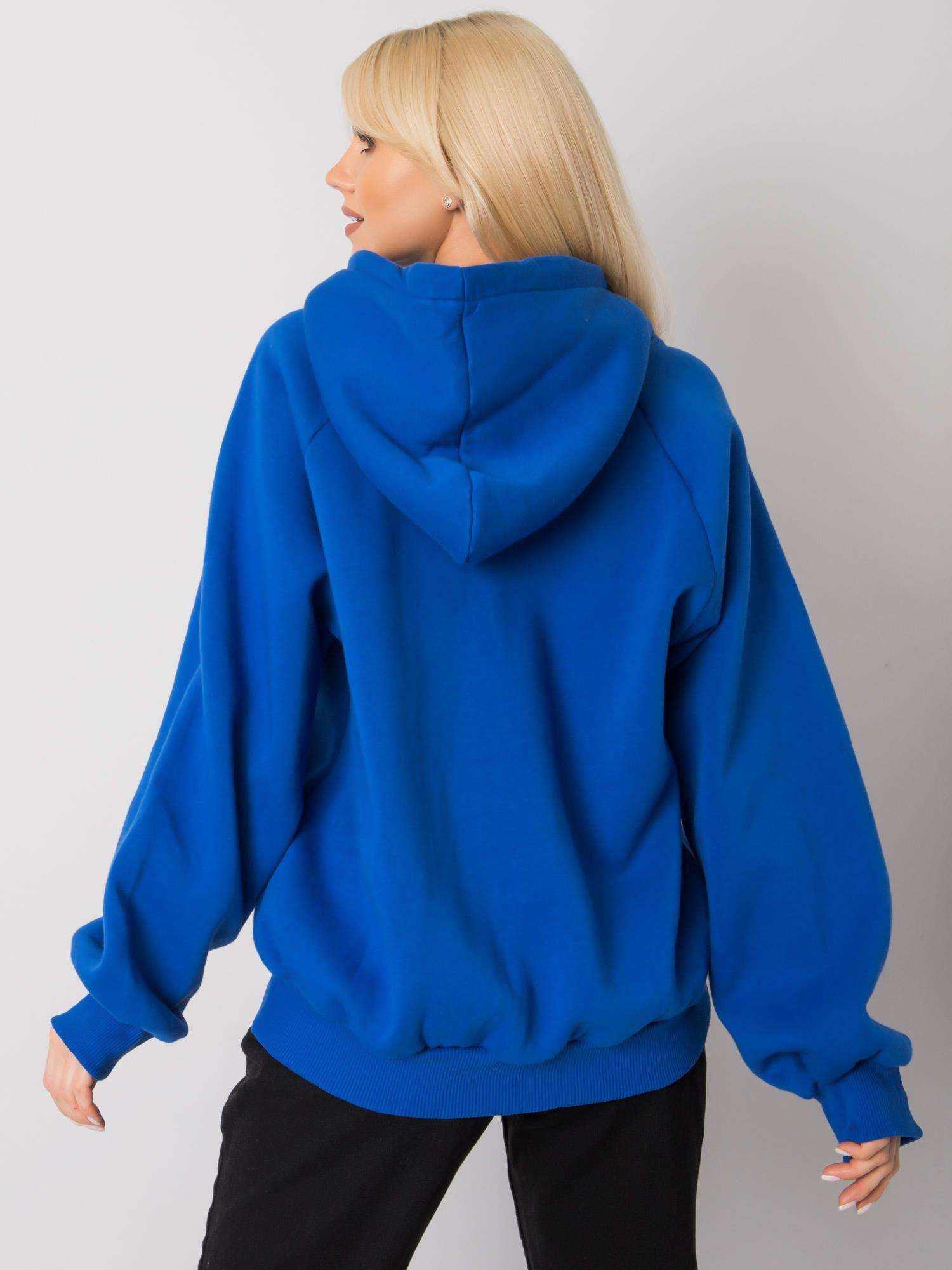 Ciemnoniebieska ocieplana bluza dresowa oversize