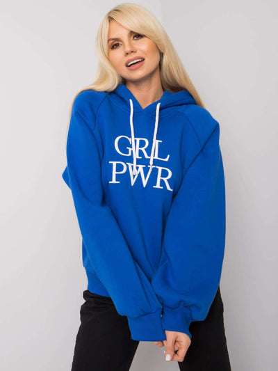 Ciemnoniebieska ocieplana bluza dresowa oversize