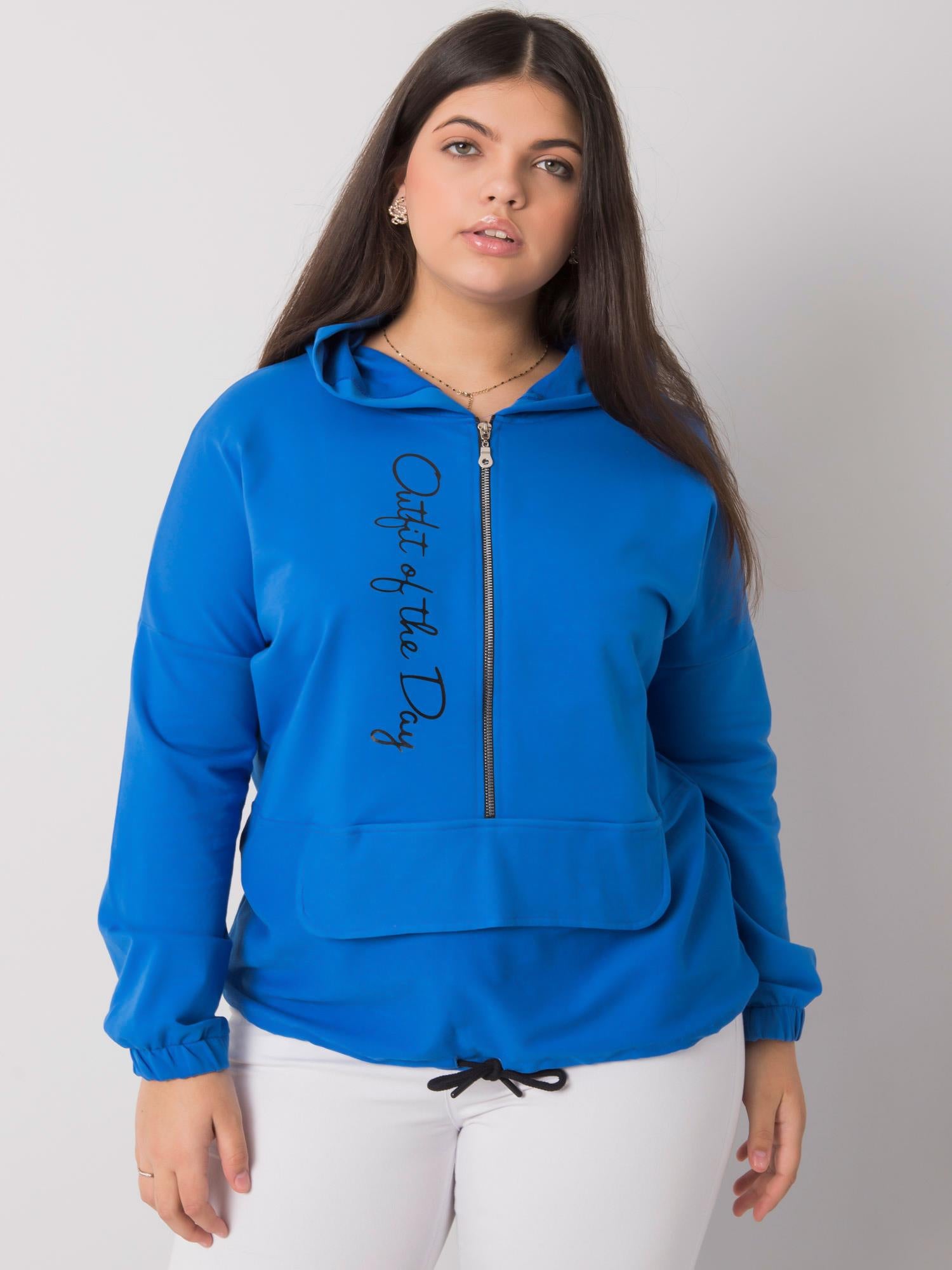 Ciemnoniebieska bluza plus size z kapturem