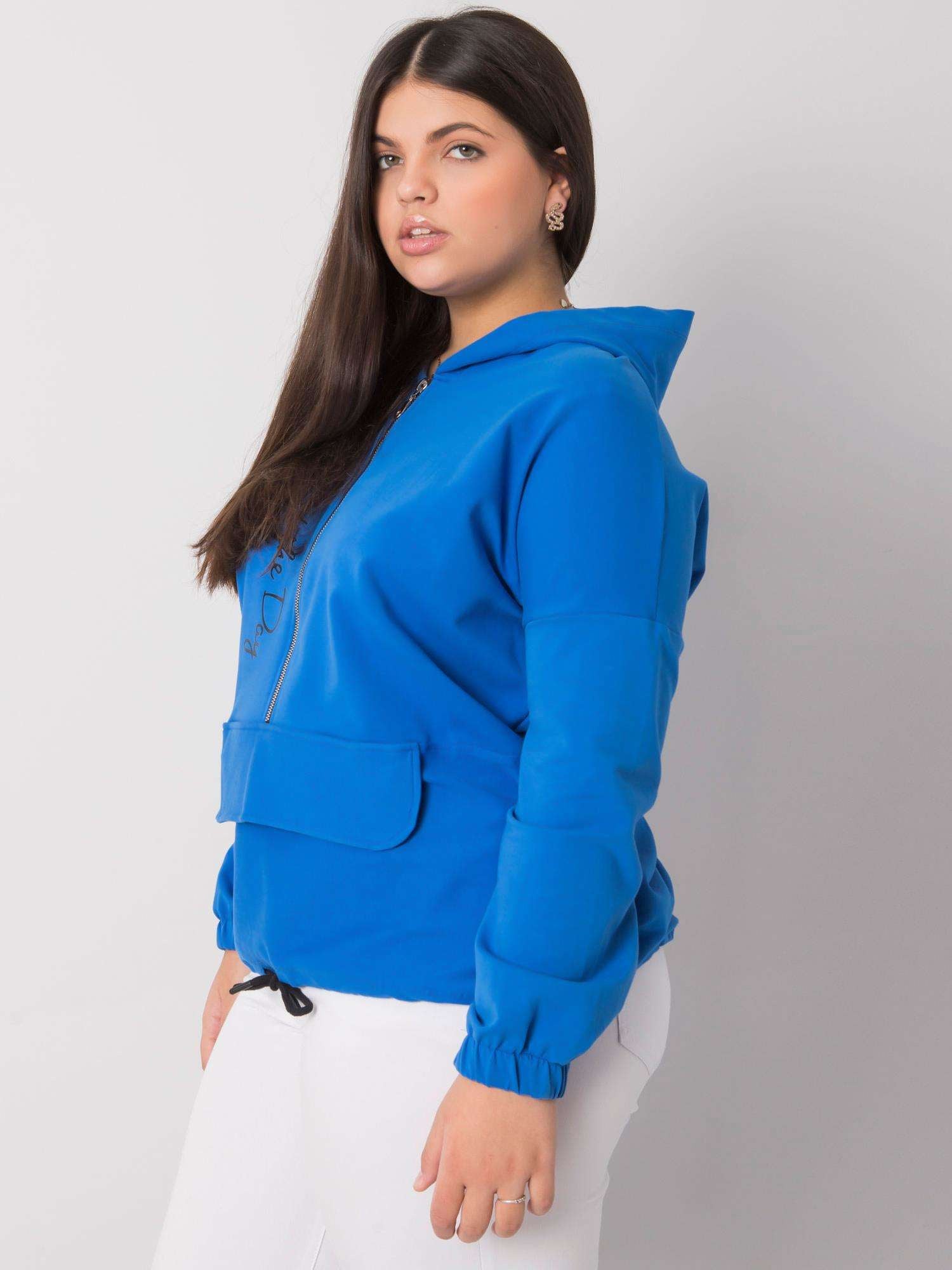 Ciemnoniebieska bluza plus size z kapturem