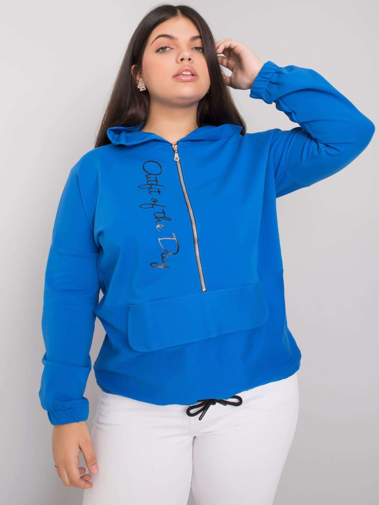 Ciemnoniebieska bluza plus size z kapturem