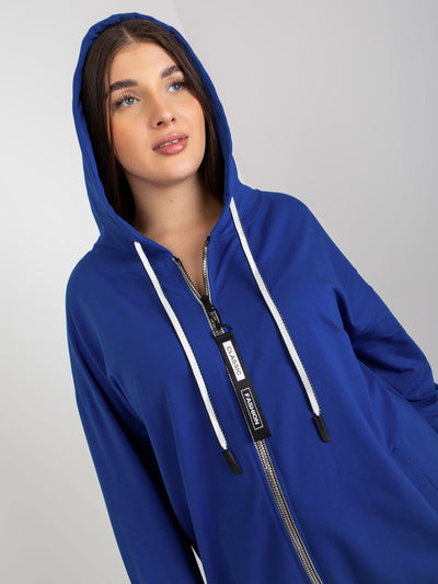 Ciemnoniebieska rozpinana bluza plus size z napisami
