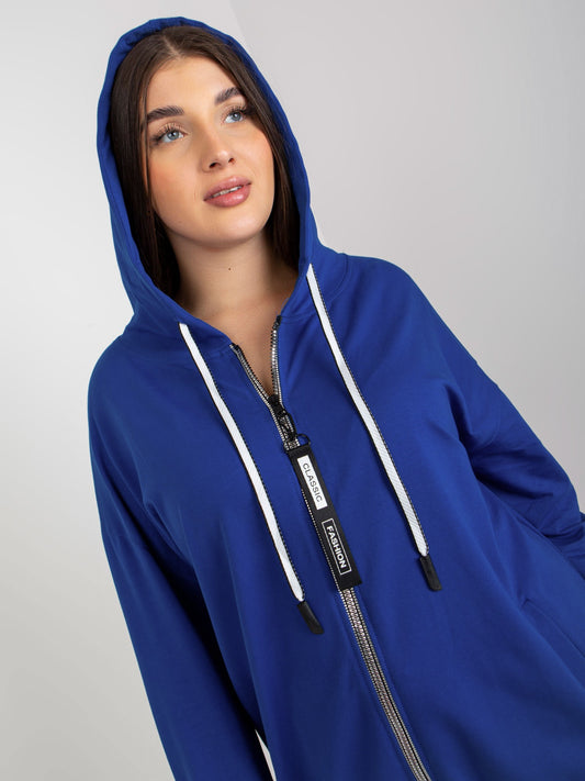 Ciemnoniebieska rozpinana bluza plus size z napisami