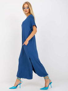 OCH BELLA Ciemnoniebieskaa sukienka oversize z kieszeniami