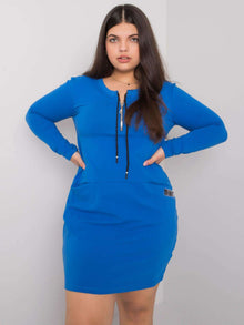 Ciemnoniebieska sukienka plus size z zamkiem