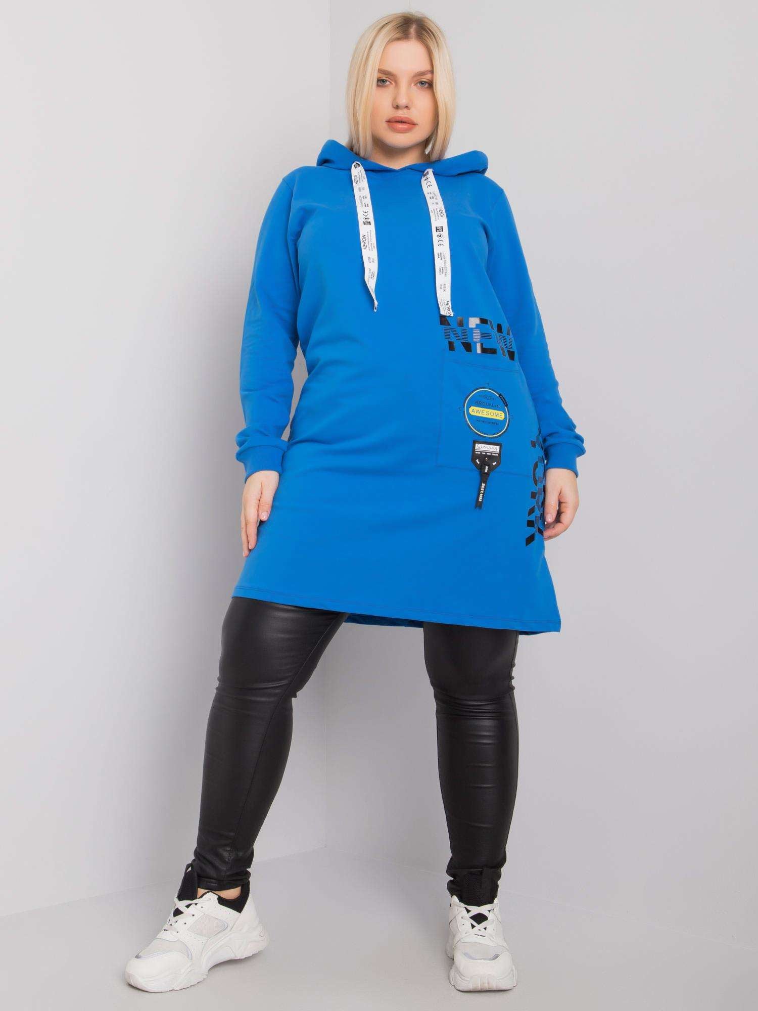 Ciemnoniebieska bawełniana tunika plus size