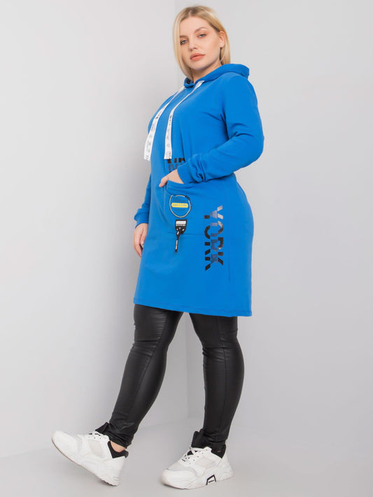 Ciemnoniebieska bawełniana tunika plus size