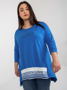 Ciemnoniebieska asymetryczna tunika plus size