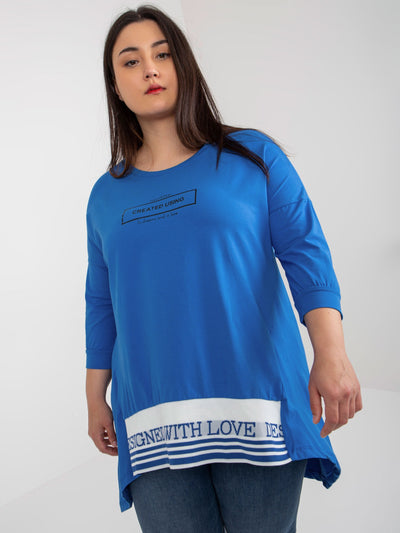 Ciemnoniebieska asymetryczna tunika plus size
