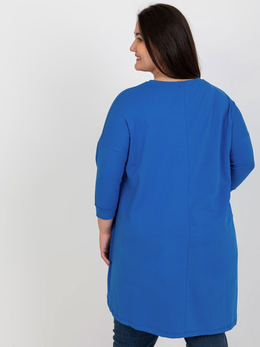 Ciemnoniebieska asymetryczna tunika plus size