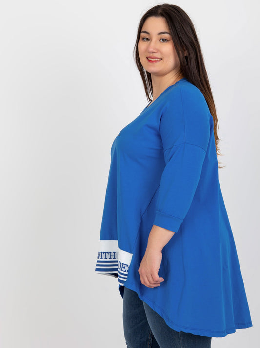Ciemnoniebieska asymetryczna tunika plus size