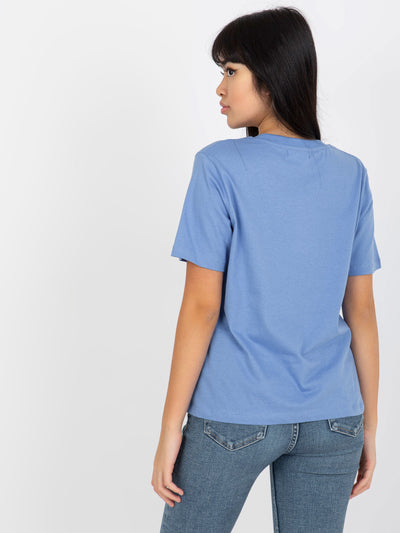 Ciemnoniebieski klasyczny t-shirt jednokolorowy MAYFLIES