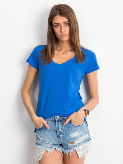 T-shirt w serek ciemnoniebieski