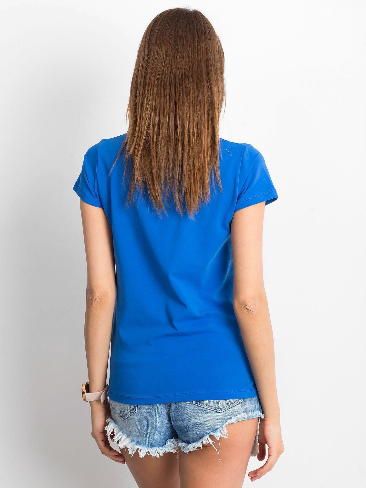 T-shirt w serek ciemnoniebieski