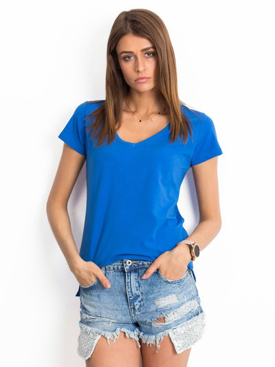 T-shirt w serek ciemnoniebieski