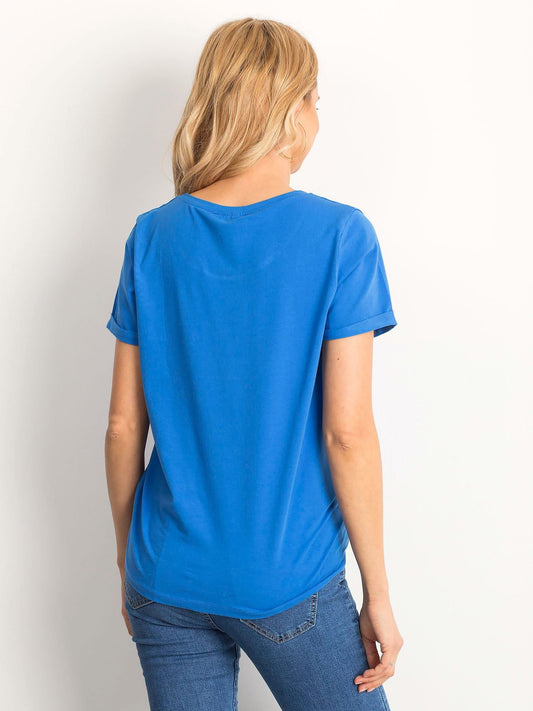 Bawełniany t-shirt damski basic ciemnoniebieski
